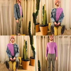 Cable knit lavender long sleeve sweater